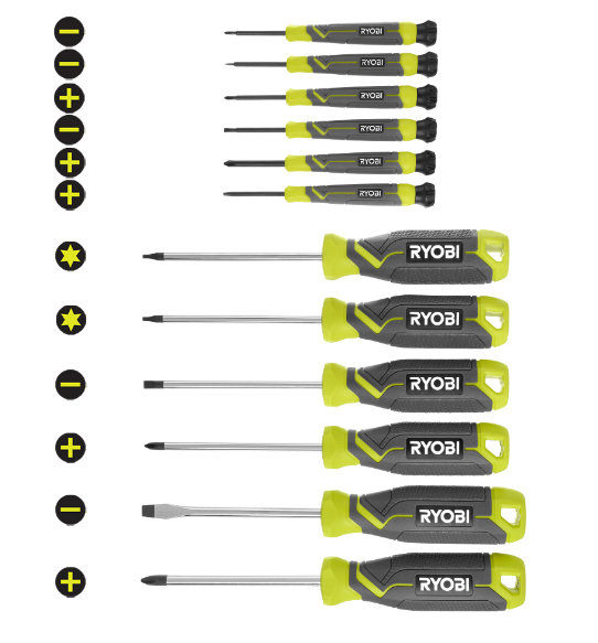 RYOBI 12-Piece Screwdriver Set